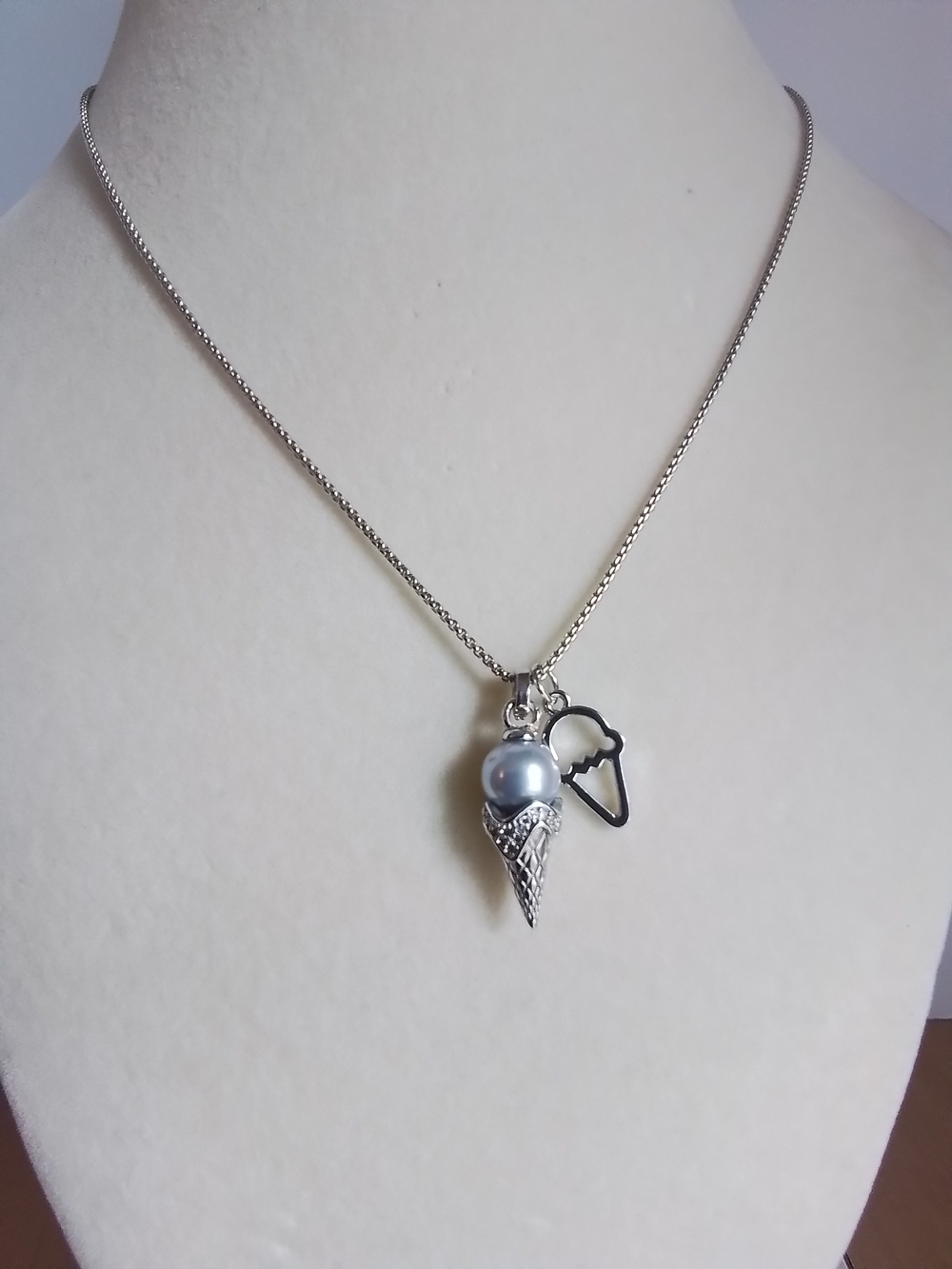 Freshwater Pearl Ice Cream Cone Charm Necklace